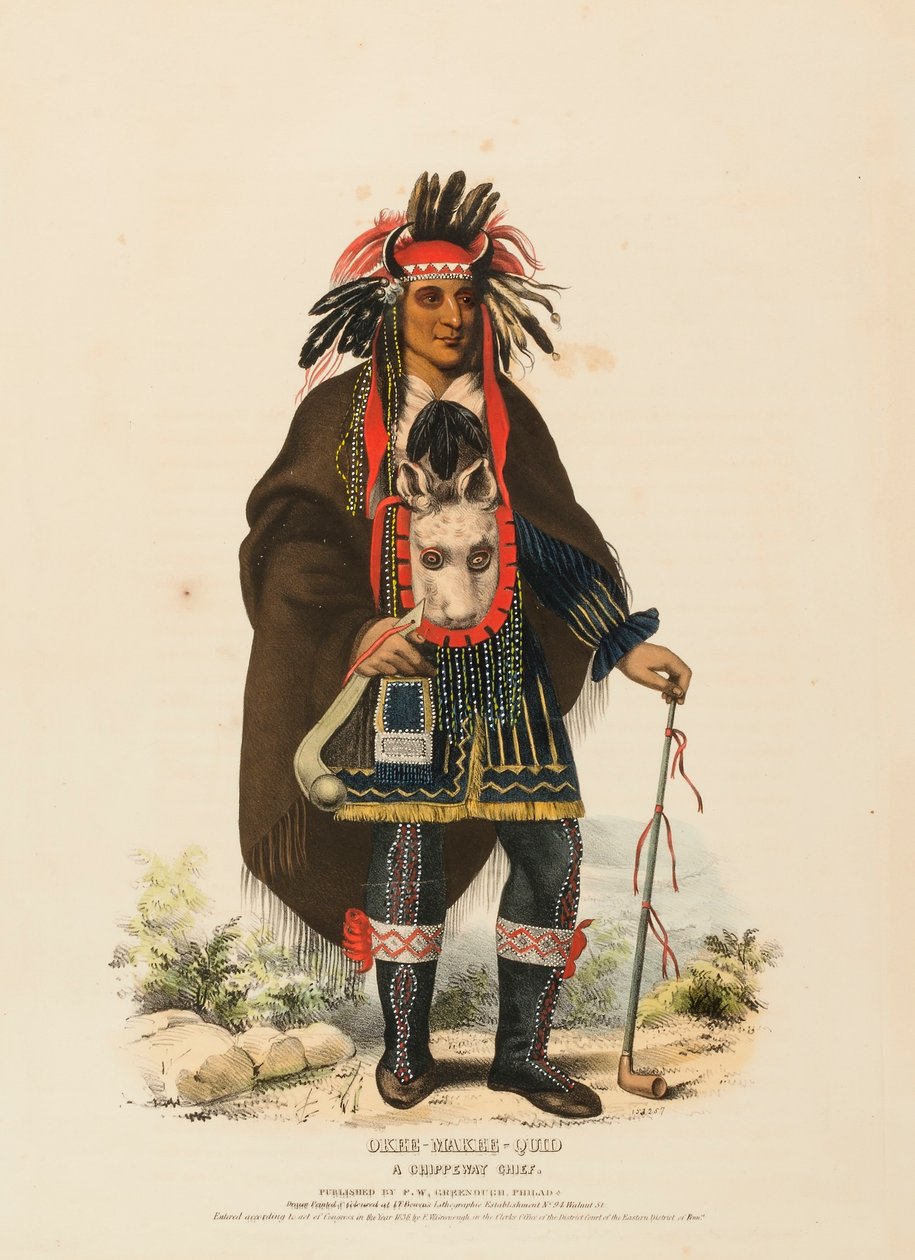 OKEE-MAKEE-QUID. A CHIPPEWAY CHIEF, de History of the Indian Tribes of North America de Charles Bird King