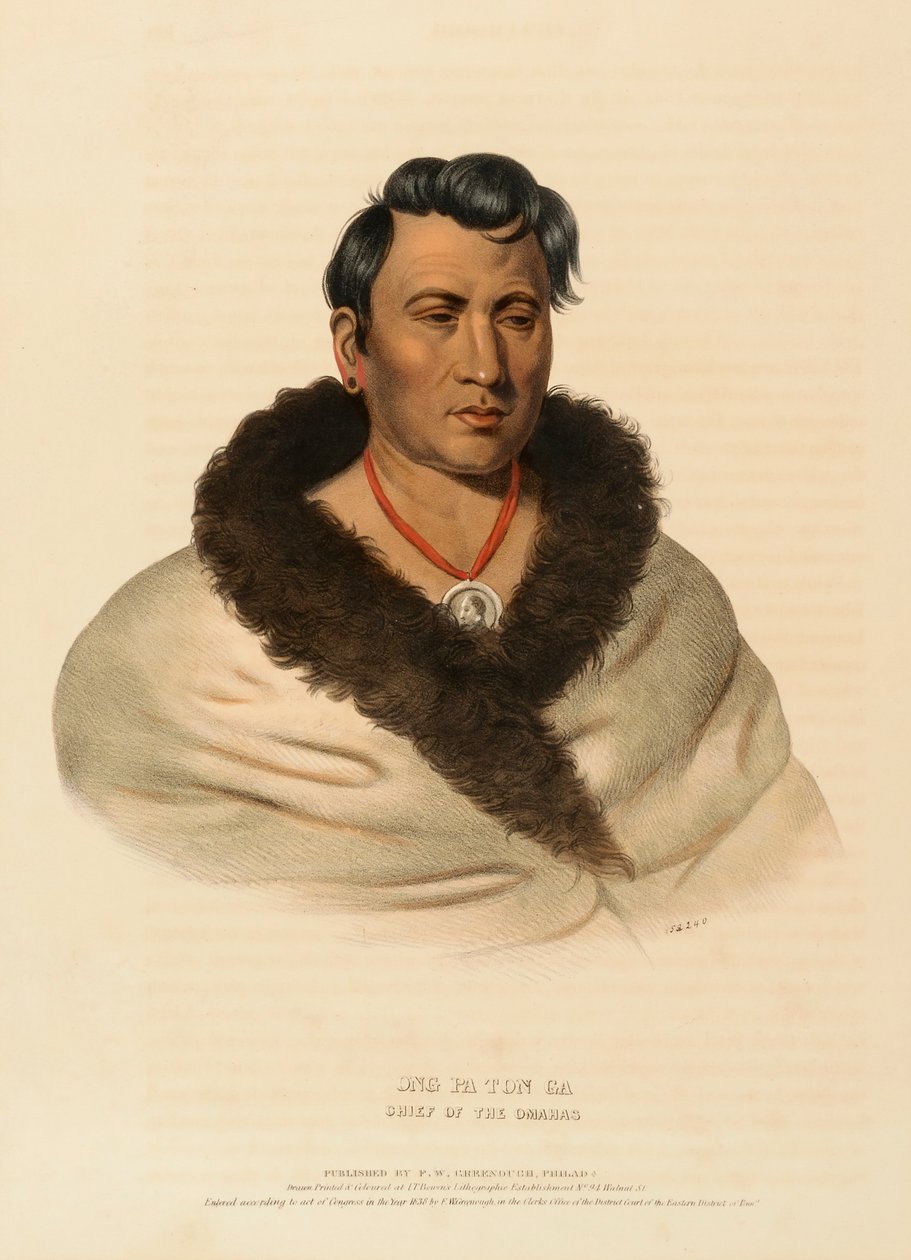 ONG PA TON GA. CHIEF OF THE OMAHAS, de History of the Indian Tribes of North America (História das tribos indígenas da América do Norte) de Charles Bird King
