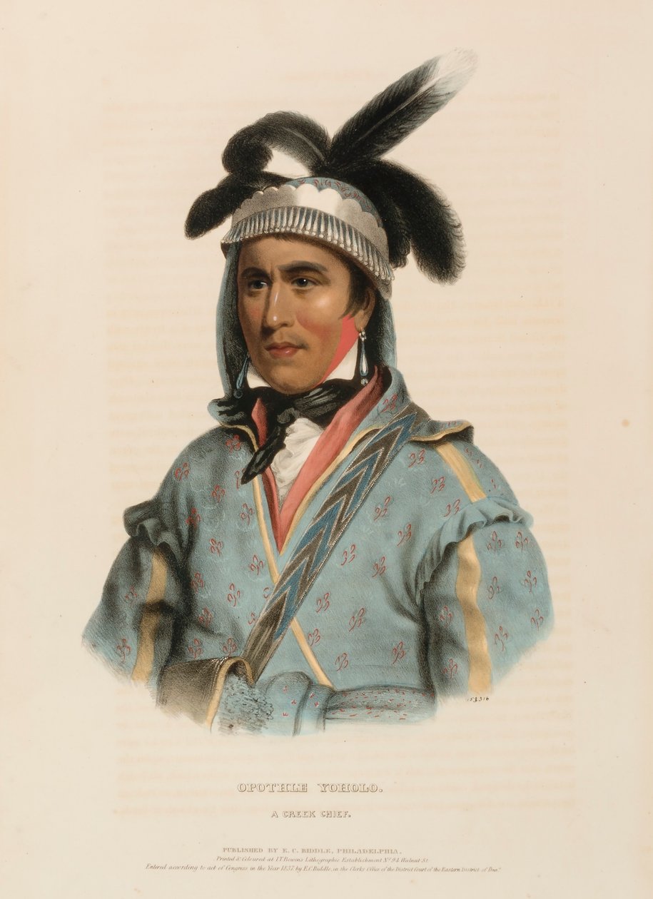 OPOTHLE YOHOLO. A CREEK CHIEF", de History of the Indian Tribes of North America de Charles Bird King