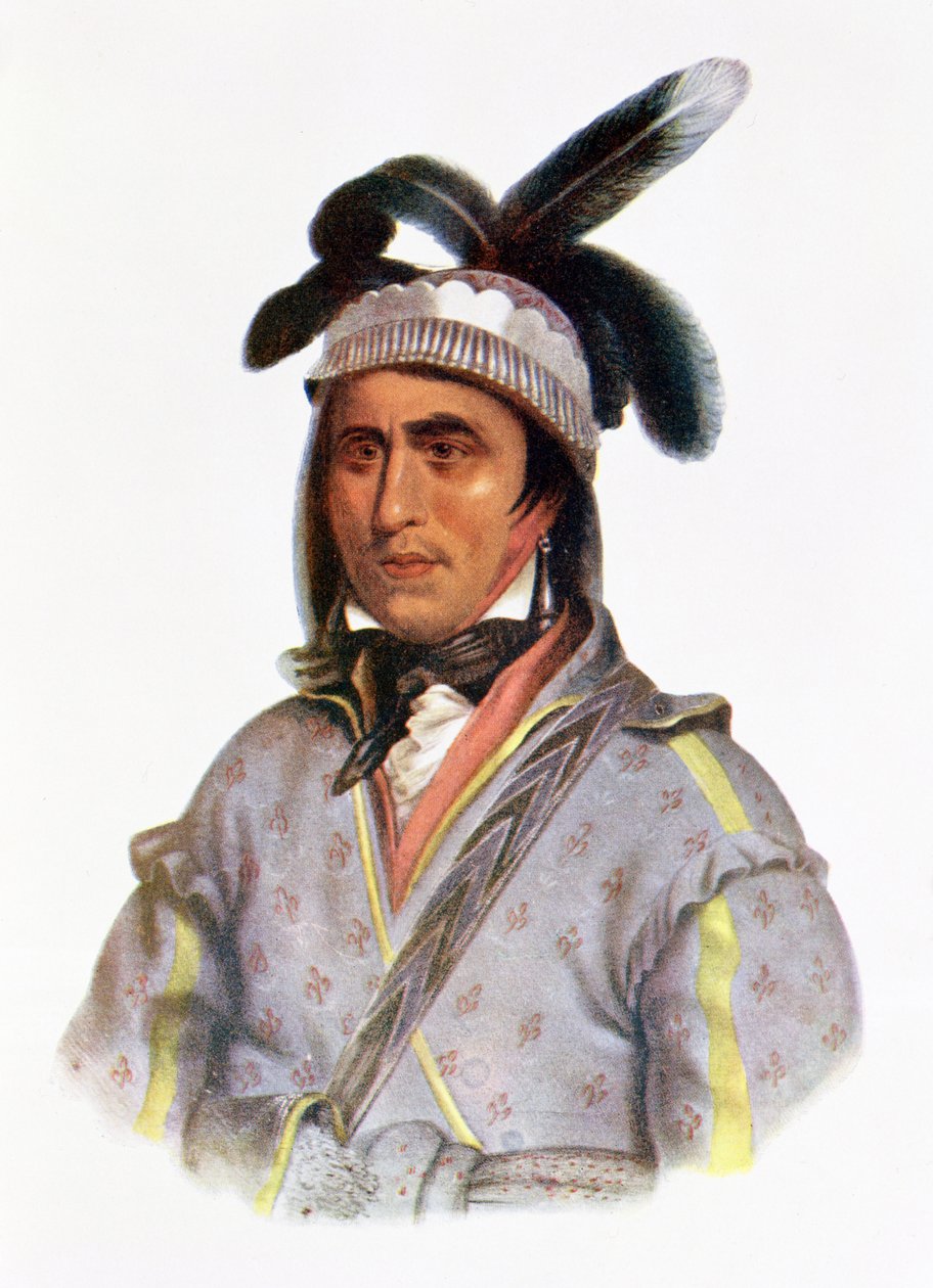 Opothle-Yoholo, um chefe da angra, 1825, ilustração "dos tribos indianos de America do Norte, Vol.2", por Thomas L. McKenney e por James Salão, bar. John Grant de Charles Bird King