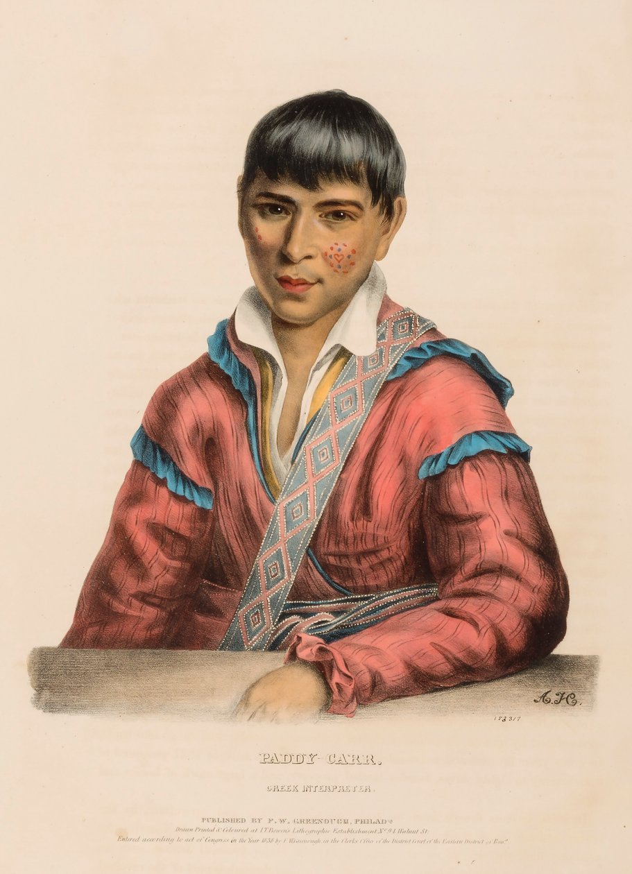 PADDY-CARR. CREEK INTERPRETER, de History of the Indian Tribes of North America (História das tribos indígenas da América do Norte) de Charles Bird King