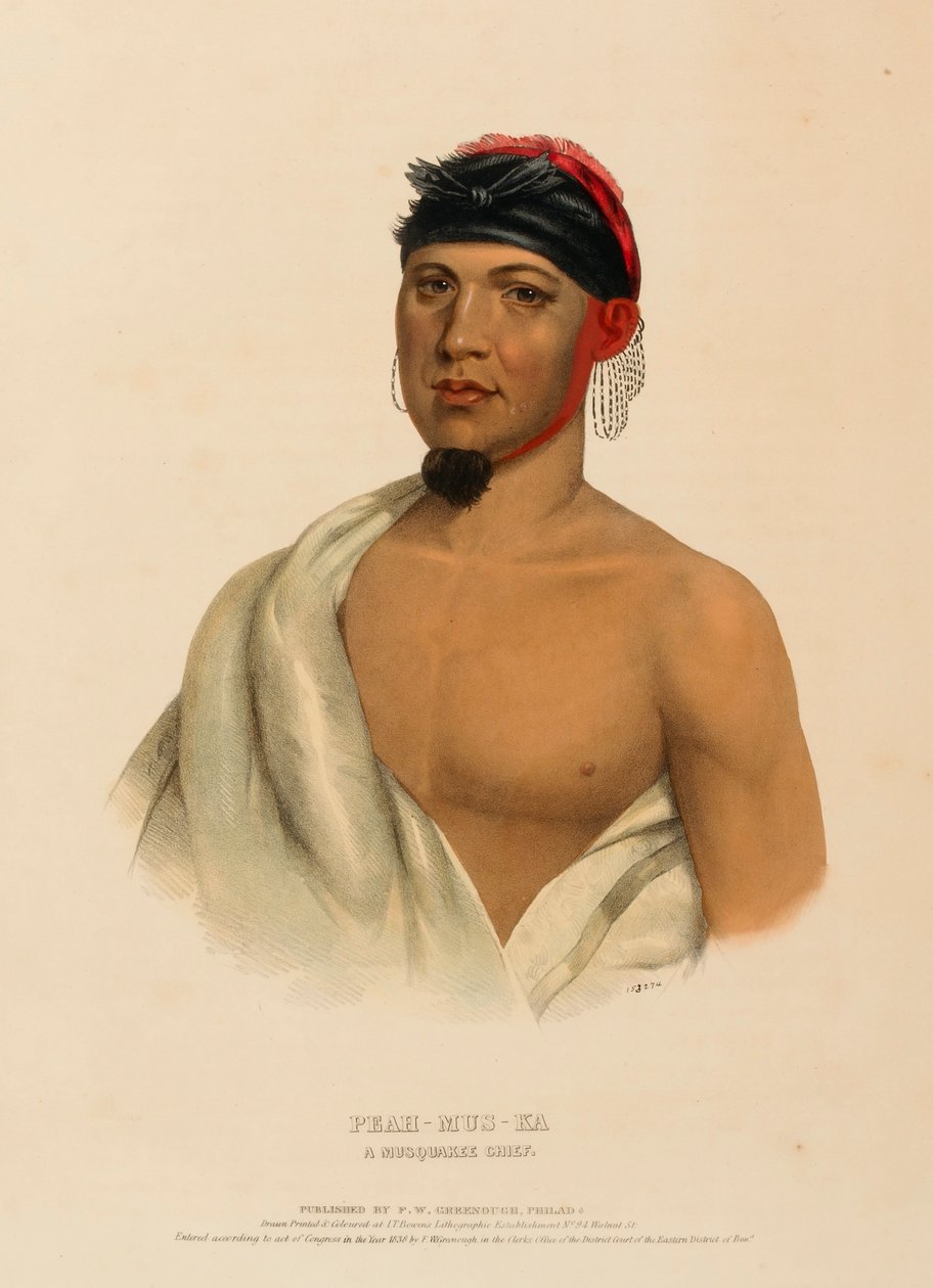 PEAH-MUS-KA. A MUSQUAKE CHIEF, de History of the Indian Tribes of North America de Charles Bird King