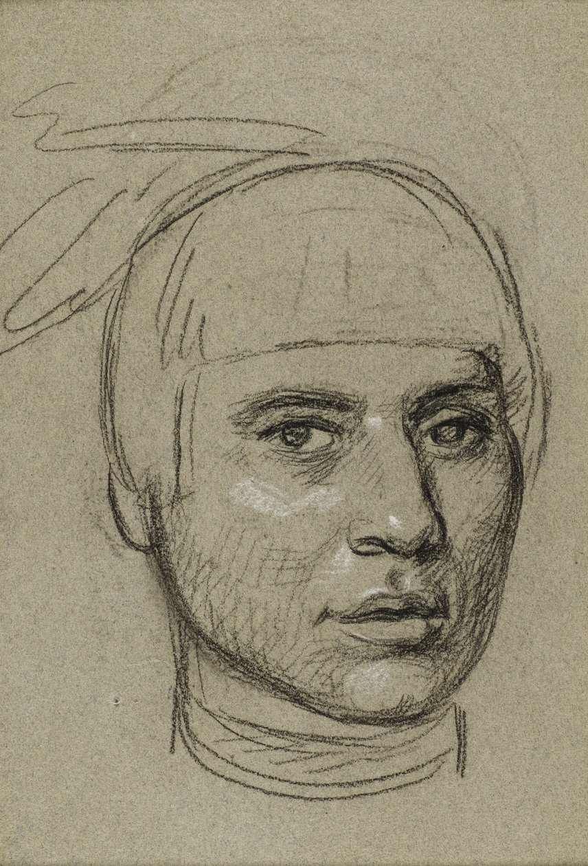 Esboço para um retrato de No-Tin (Vento), um líder Ojibwe de Charles Bird King