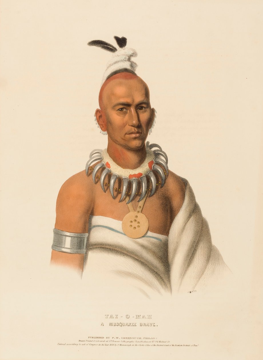 TAI-O-MAH. A MUSQUAKEE BRAVE, de History of the Indian Tribes of North America de Charles Bird King