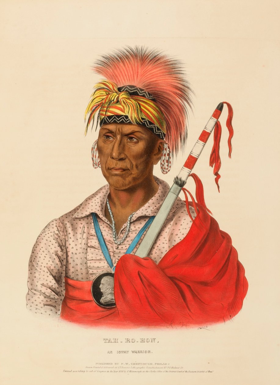 TEH-RO-HON, UM GUERREIRO IOWAY, de História das Tribos Indígenas da América do Norte de Charles Bird King