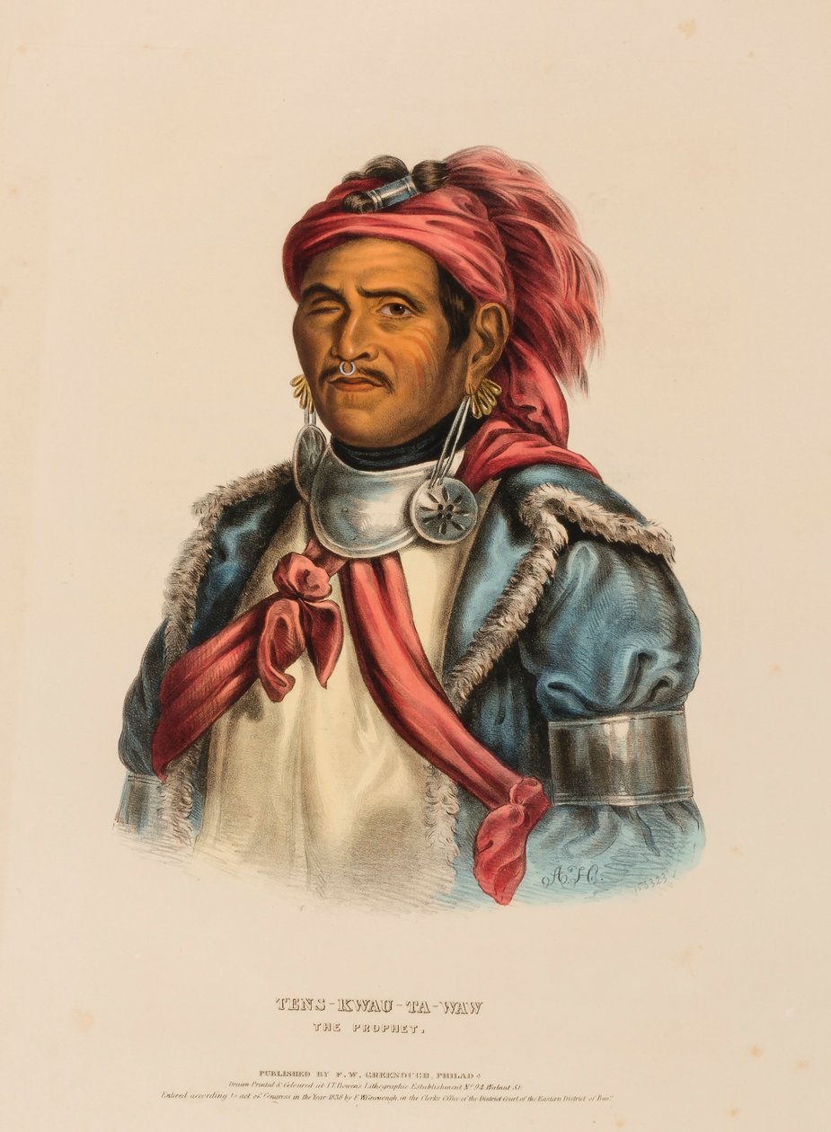 TENS-KWAU-TA-WAW. O PROFETA, de History of the Indian Tribes of North America (História das tribos indígenas da América do Norte) de Charles Bird King