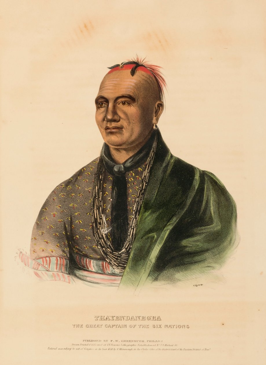THAYENDANEGEA. O GRANDE CAPITÃO DAS SEIS NAÇÕES, de History of the Indian Tribes of North America de Charles Bird King