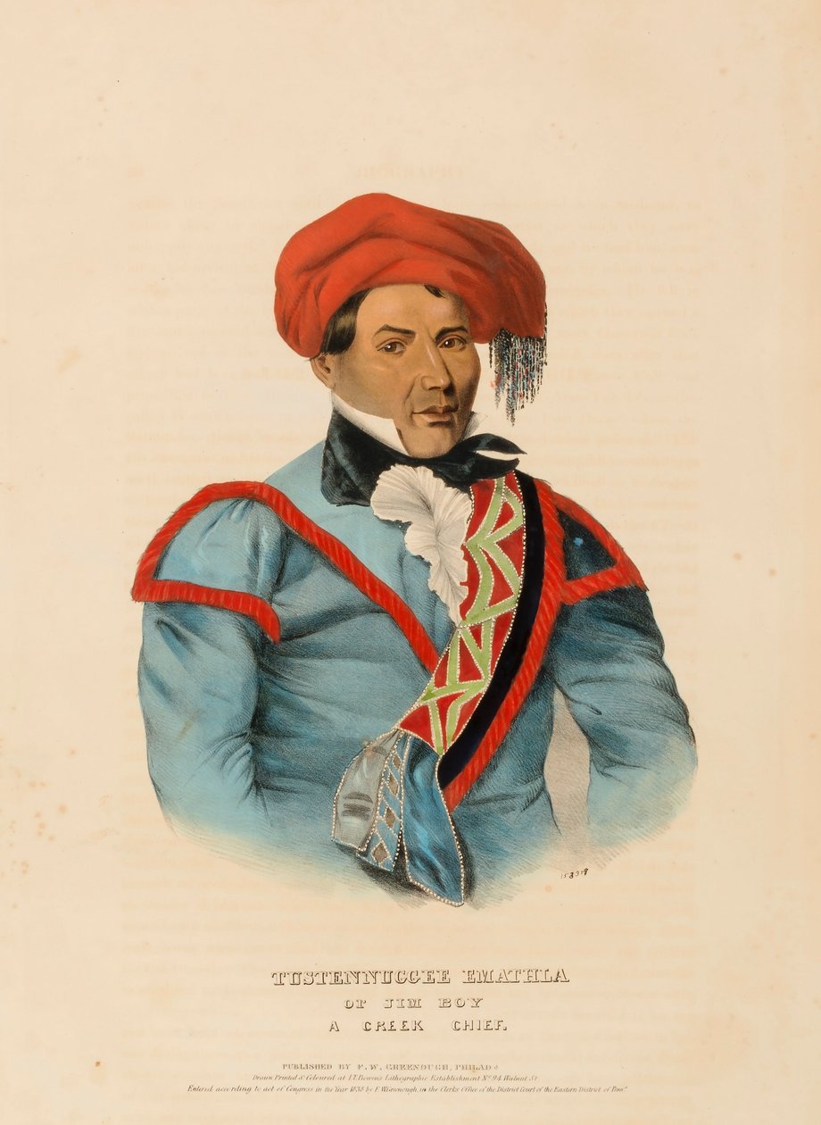 TUSTENNUGGEE EMATHLA, de History of the Indian Tribes of North America (História das tribos indígenas da América do Norte) de Charles Bird King