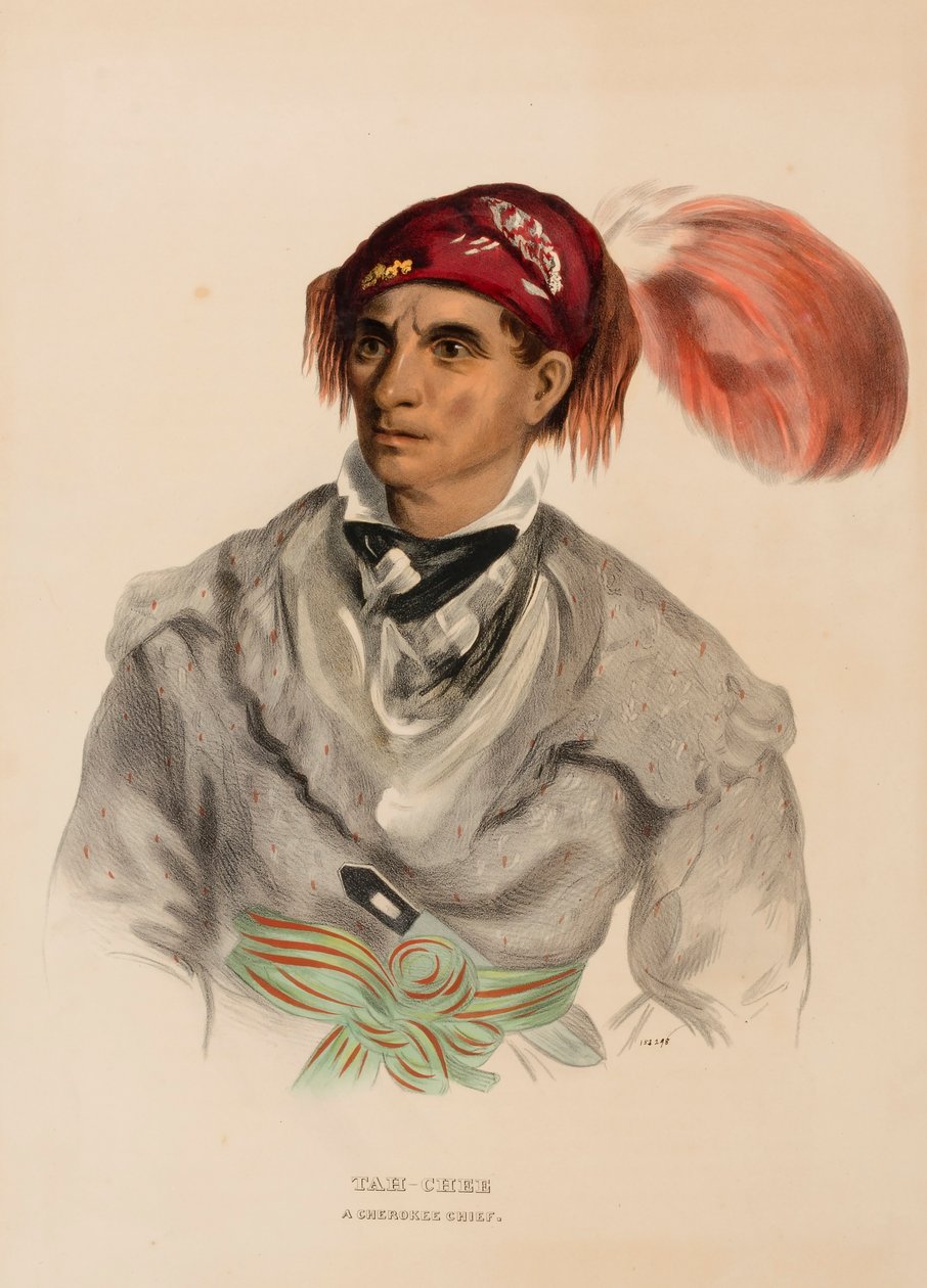 Tah-Chee (holandês), um chefe Cherokee, de History of the Indian Tribes of North America de Charles Bird King