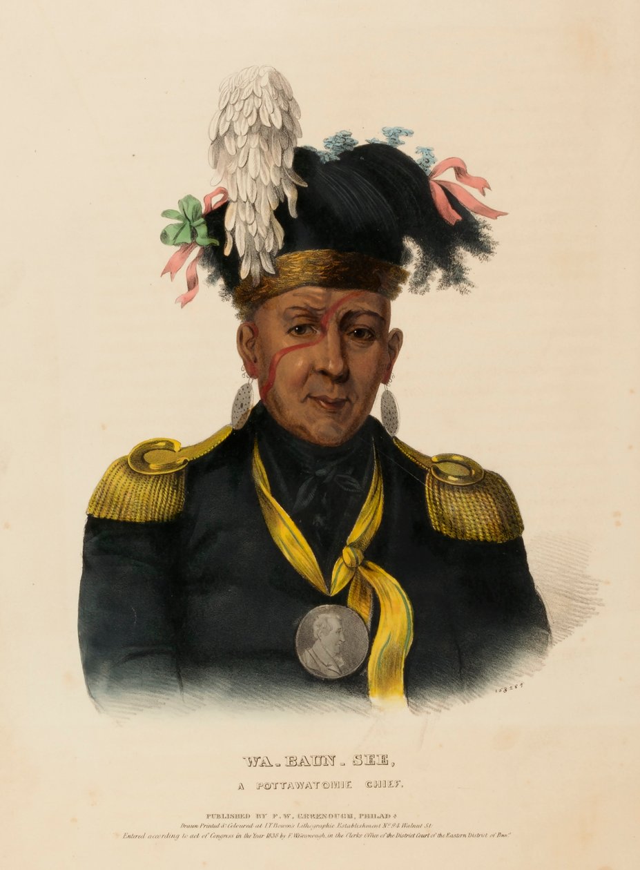 WA-BAUN-SEE, UM CHEFE POTTAWATOMIE, de History of the Indian Tribes of North America de Charles Bird King