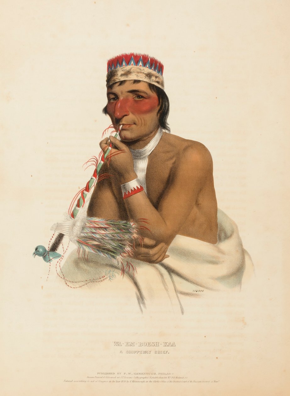 WA-EM-BOESH-KAA. A CHIPPEWAY CHIEF, de History of the Indian Tribes of North America (História das tribos indígenas da América do Norte) de Charles Bird King