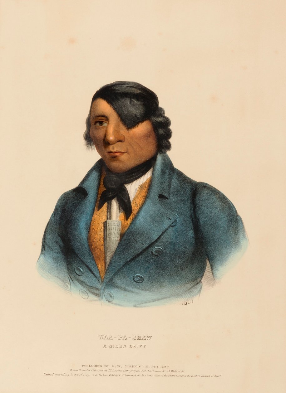 WAA-PA-SHAW. A SIOUX CHIEF, de History of the Indian Tribes of North America de Charles Bird King