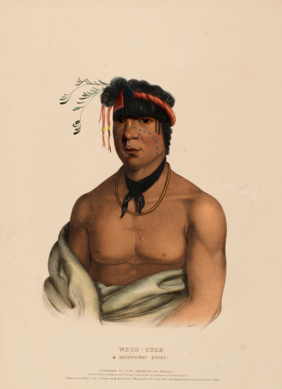 WESH-CUBB. A CHIPPEWAY CHIEF, de History of the Indian Tribes of North America de Charles Bird King