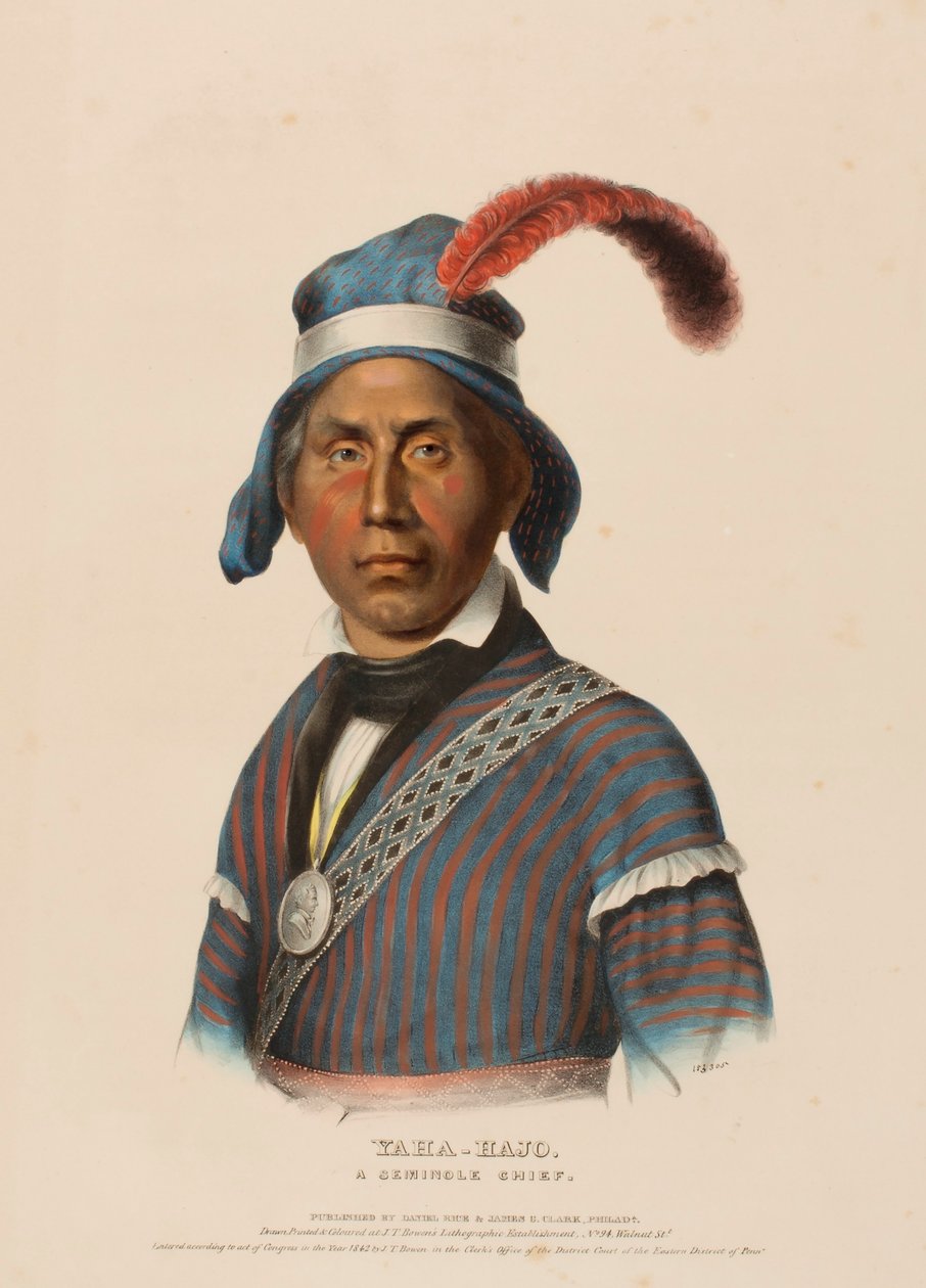 YAHA-HAJO. A SEMINOLE CHIEF, de History of the Indian Tribes of North America de Charles Bird King