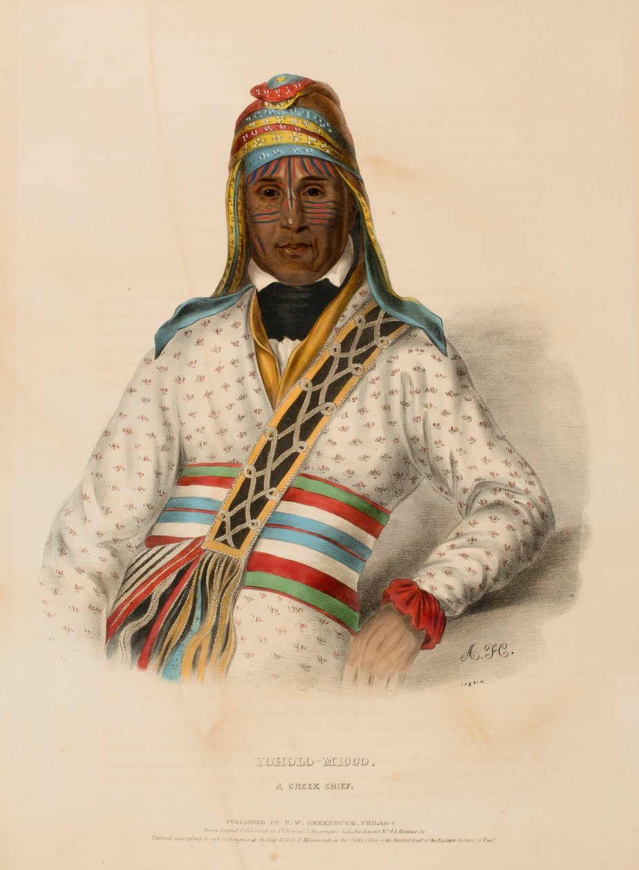 YOHOLO-MICCO. A CREEK CHIEF, de History of the Indian Tribes of North America de Charles Bird King