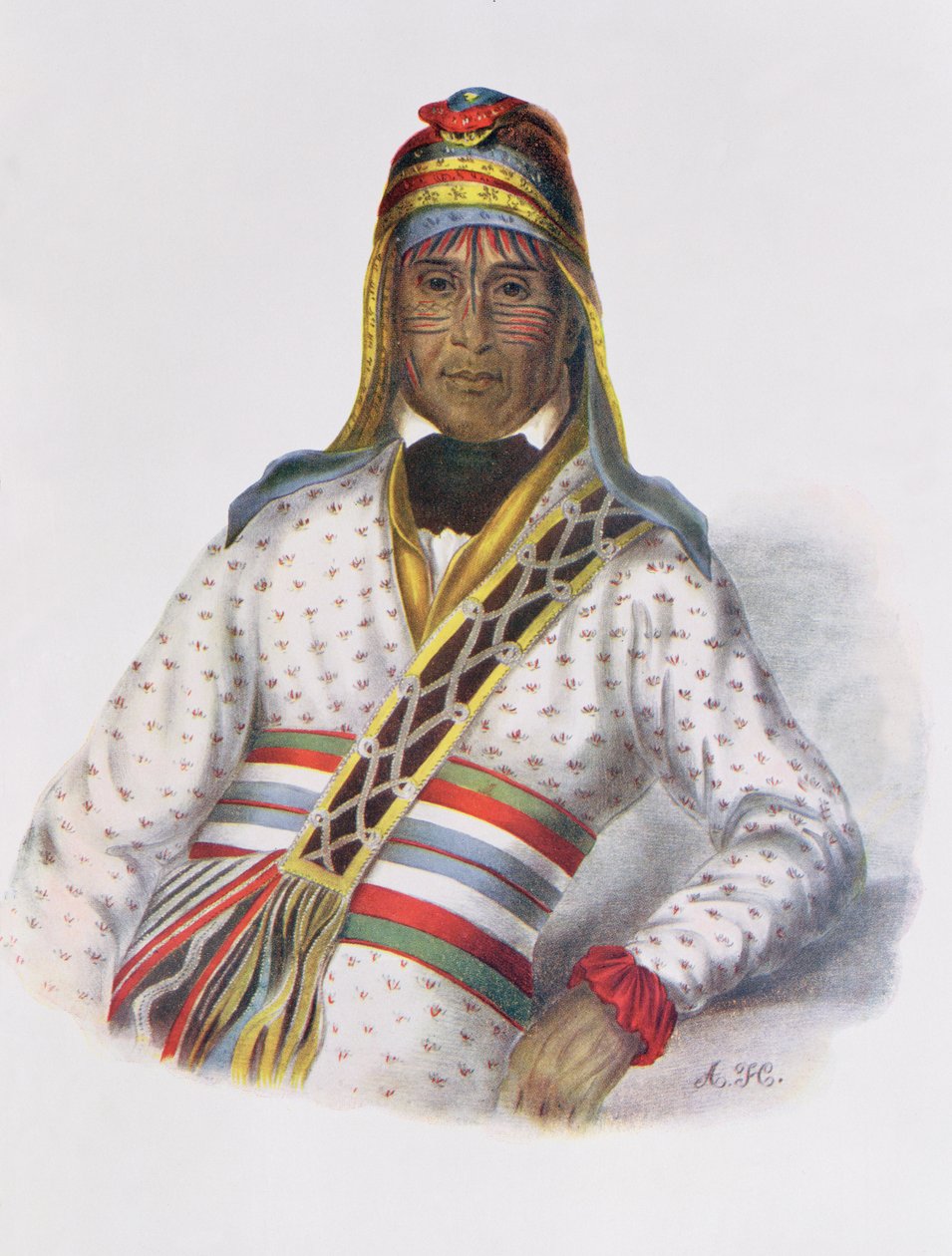 Yoholo-Micco, um chefe da angra, 1825, ilustração "dos tribos indianos de America do Norte, Vol.2", por Thomas L. McKenney e por James Salão, bar. por John Grant (cor lito) de Charles Bird King