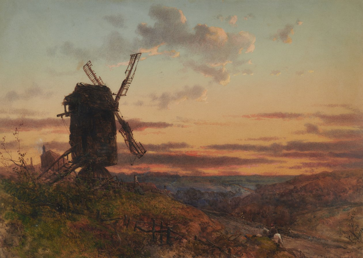 Paisagem com moinho de vento de Charles Branwhite