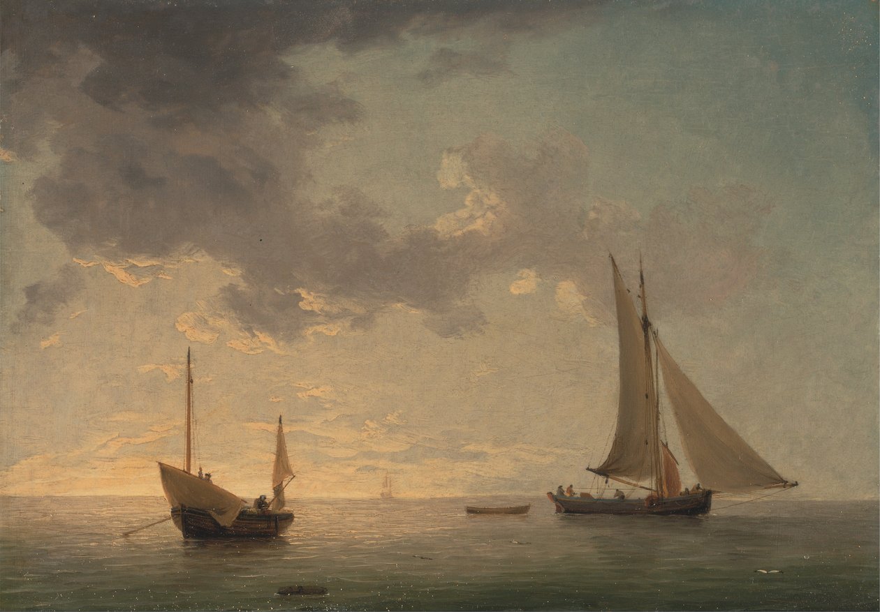 Um Lugger e um Smack em ares ligeiros de Charles Brooking