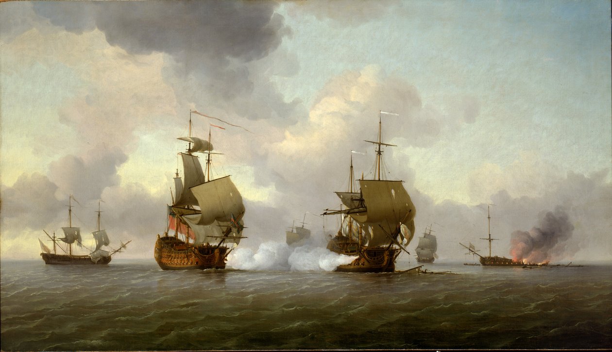 A captura do "Glorioso", 8 de outubro de 1747, c.1747 (óleo sobre tela) de Charles Brooking