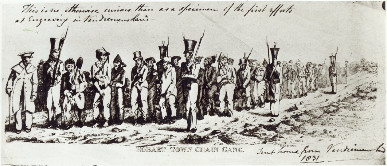 Gangue da Corrente da Cidade de Hobart, c.1831 de Charles Bruce