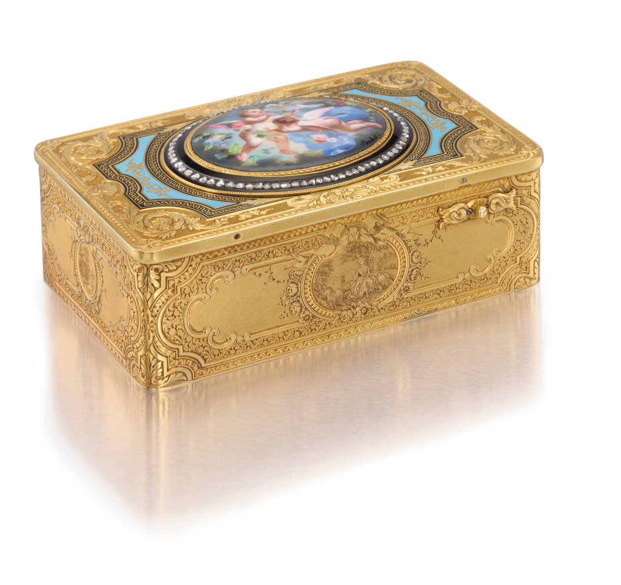 Caixa do pássaro cantor, c.1840 (ouro, diamantes e esmalte) de Charles Bruguier
