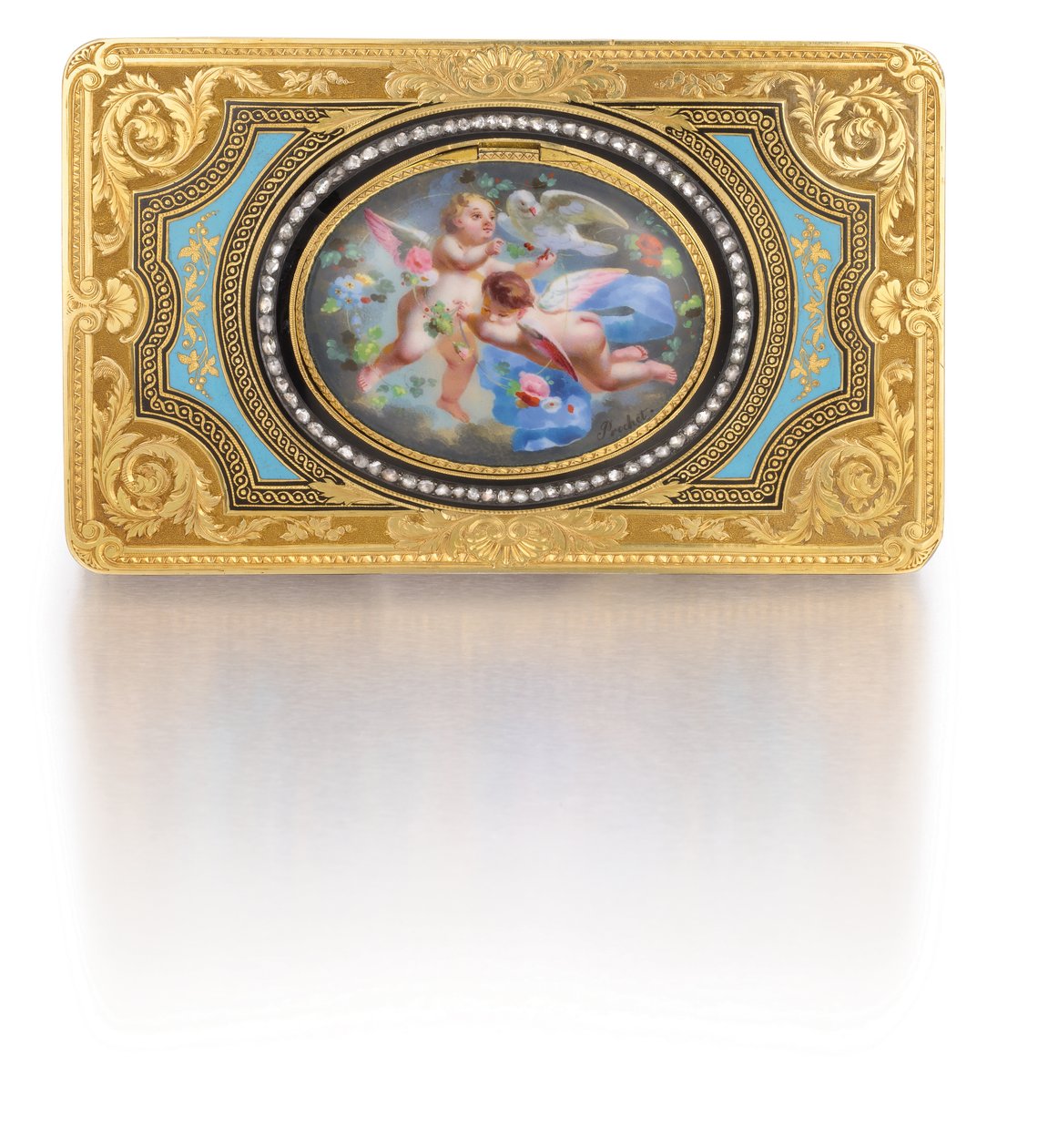 Caixa do pássaro cantor, c.1840 (ouro, diamantes e esmalte) de Charles Bruguier