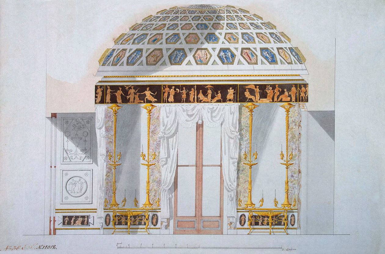 Design para o Gabinete Jasper no Pavilhão da Ágata no Tsarskoye Selo, 1780s.   de Charles Cameron