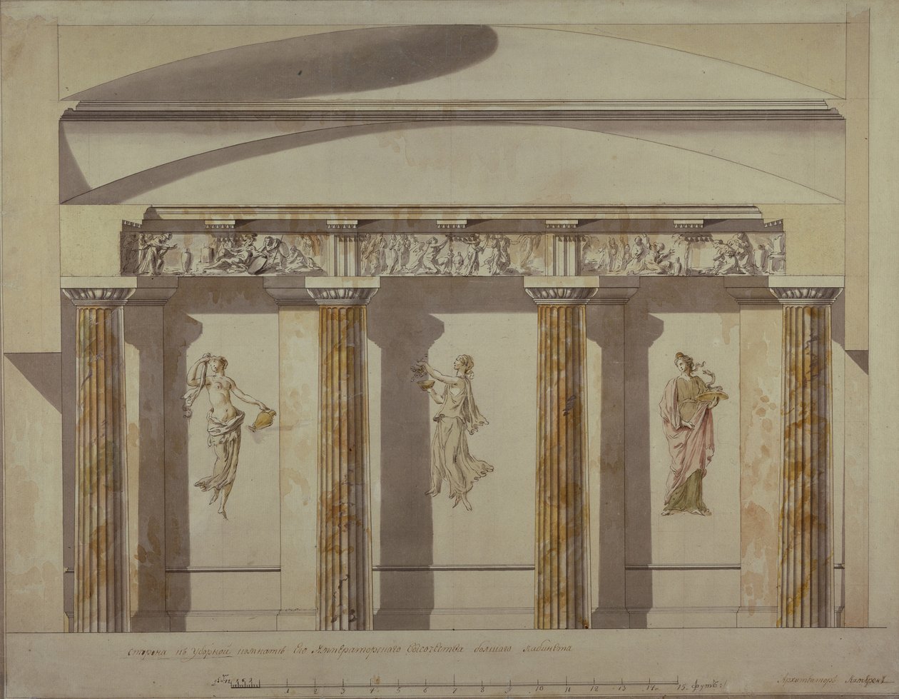 Projeto para o grande gabinete no palácio de Pavlovsk, início dos anos 1780 de Charles Cameron