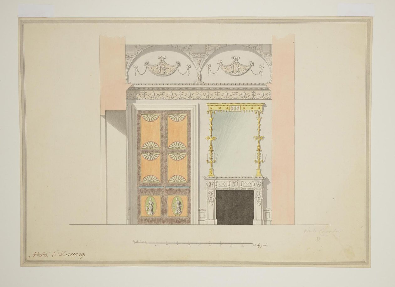 Projeto da Biblioteca do Gabinete, início dos anos 1780 de Charles Cameron