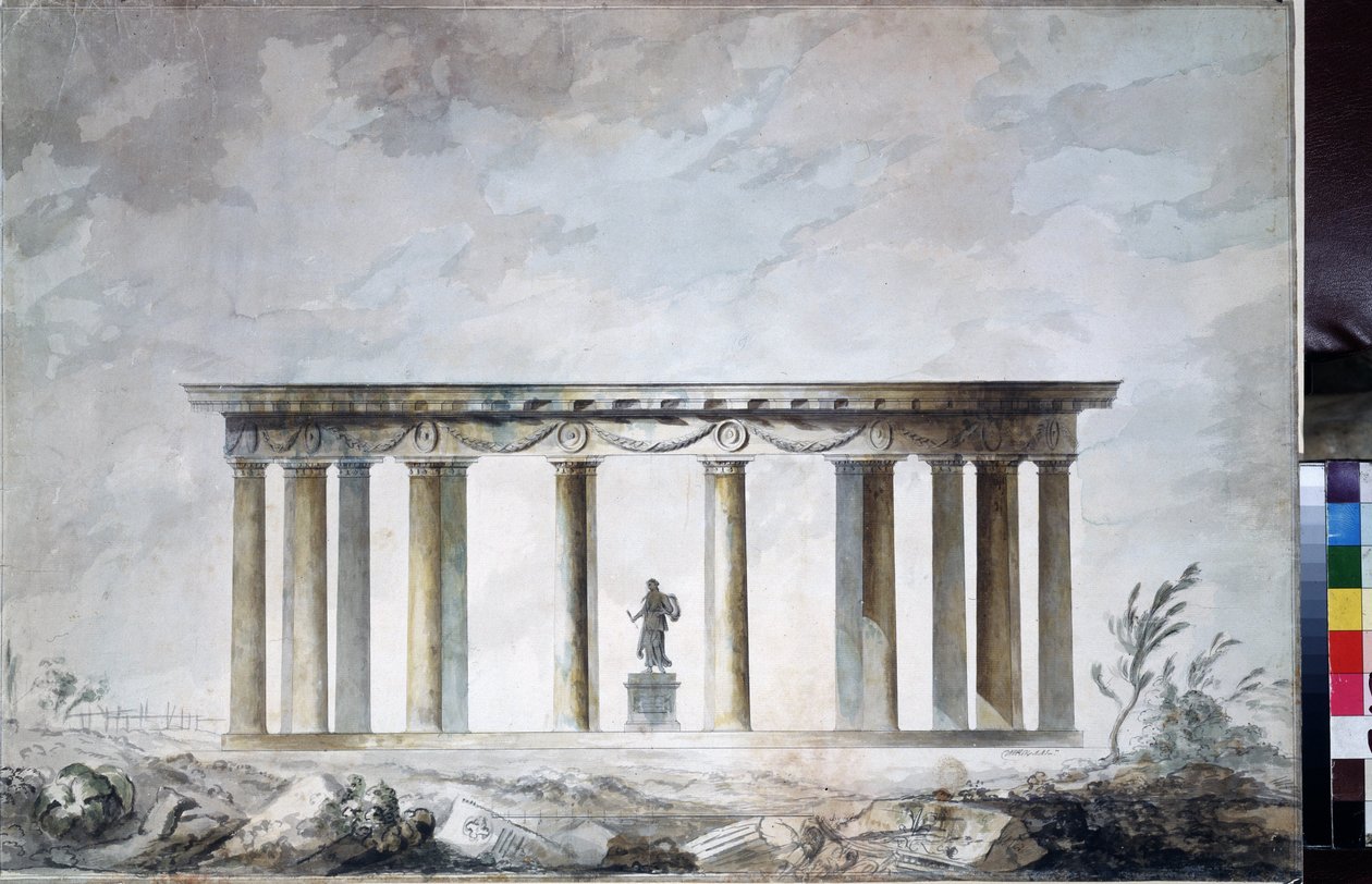 Esboço do pavilhão do parque em Tsarskoye Selo (São Petersburgo) (Esboço do pavilhão do parque em Tsarkoye Selo). Desenho de Charles Cameron (por volta de 1730 de Charles Cameron
