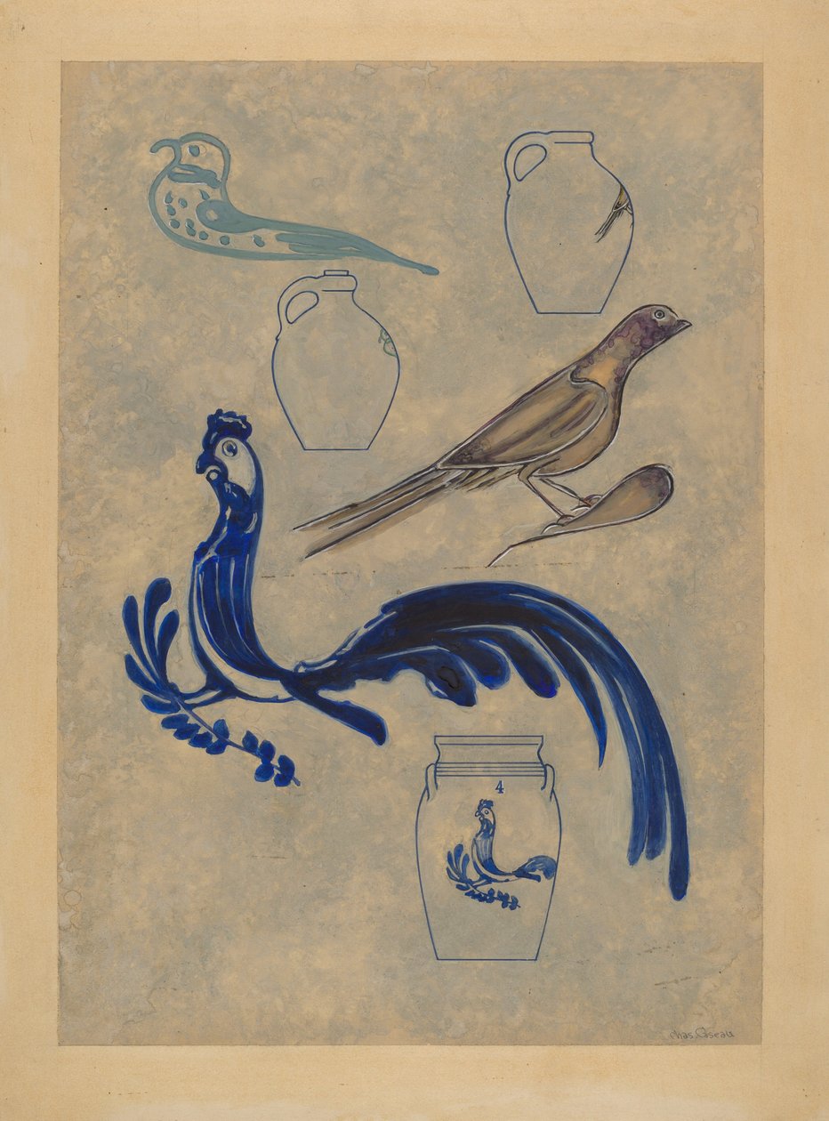Bird Decorations on Stoneware de Charles Caseau