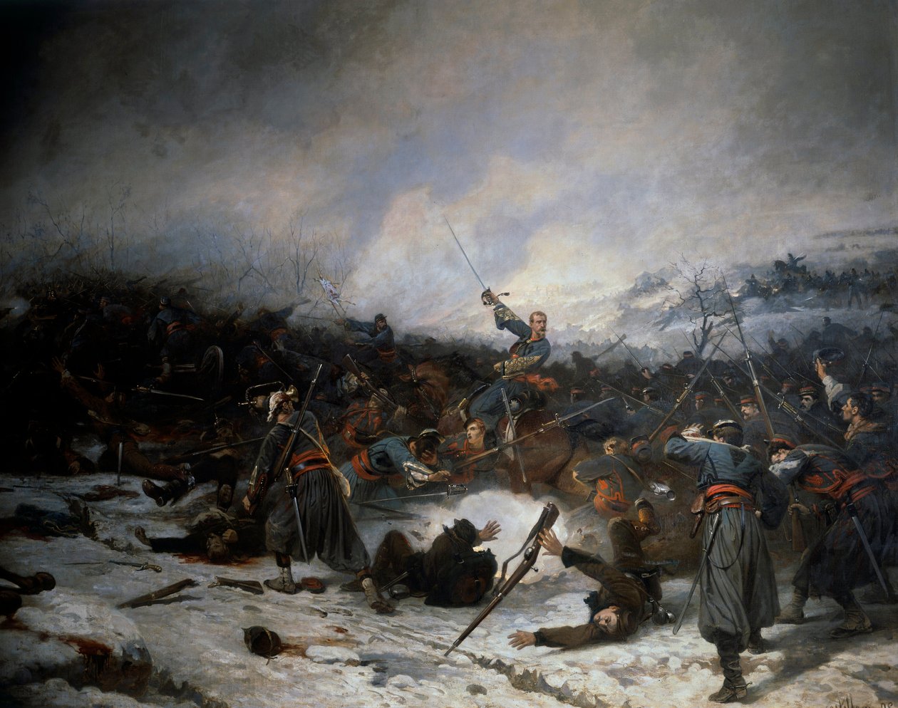 Guerra Franco-Prussiana de 1870: "A Batalha de Laigny em 2 de Dezembro de Charles Castellani