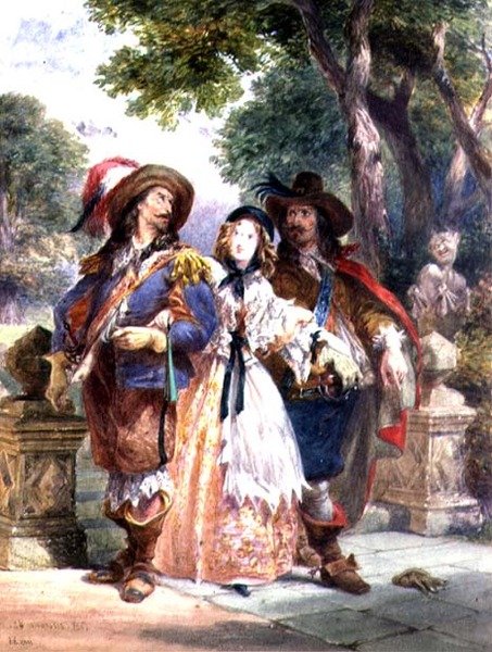 O Desafio: uma Dama interpondo dois Cavaliers, 1862 de Charles Cattermole