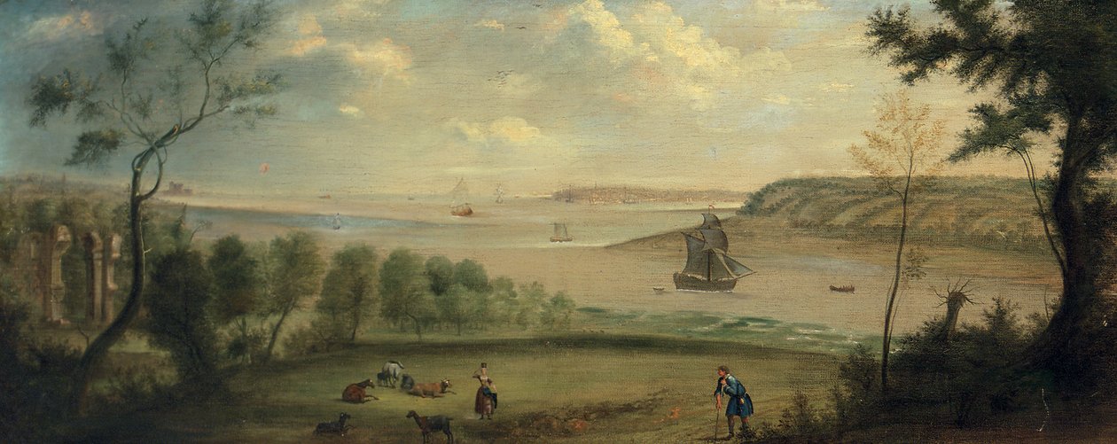 Um viajante descansando nos jardins de Broke Hall, Suffolk de Charles Catton