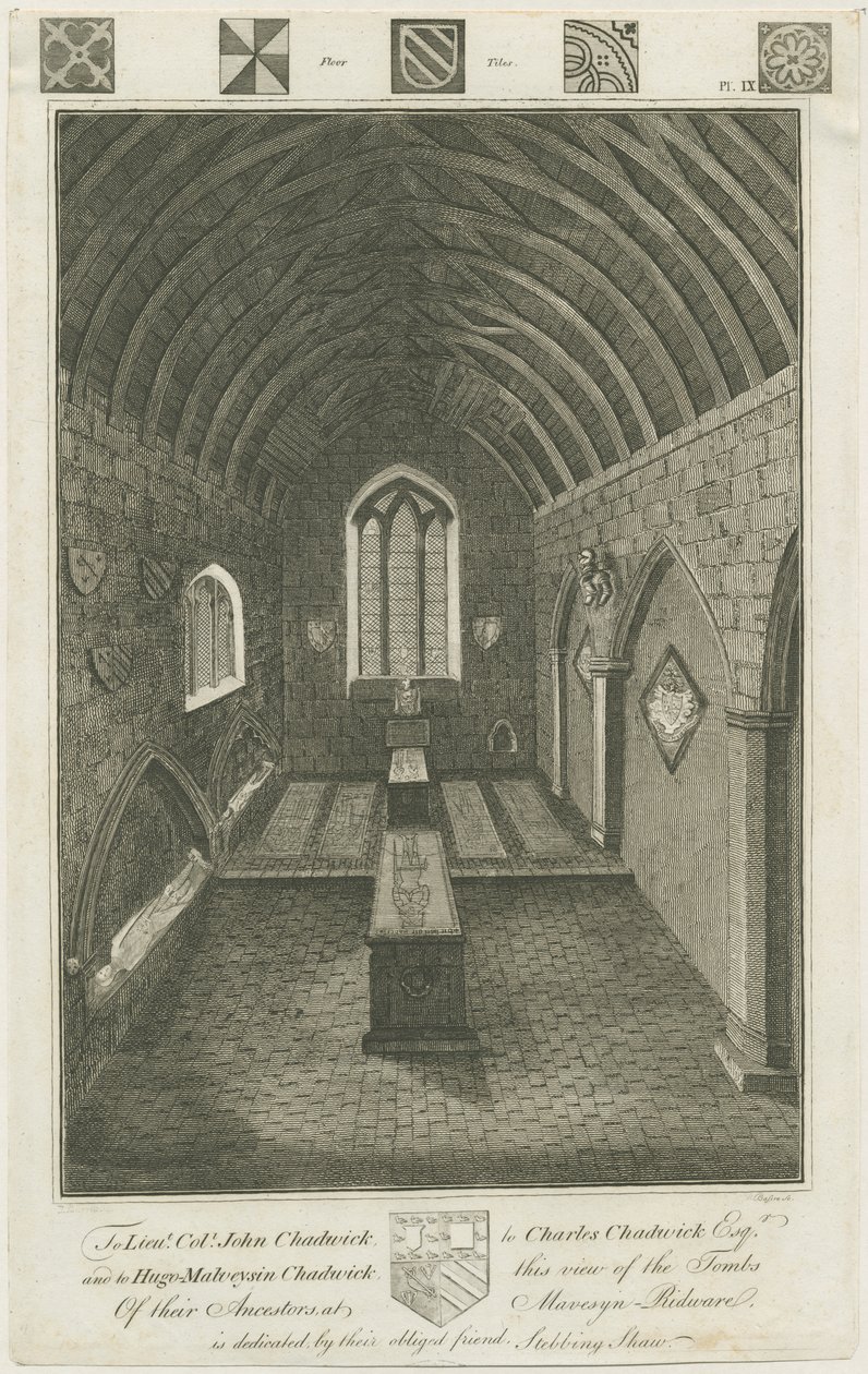 Mavesyn Ridware - Capela Mortuária dos Mavesyns: gravura, nd [final do século XVIII] (imprimir) de Charles Chadwick