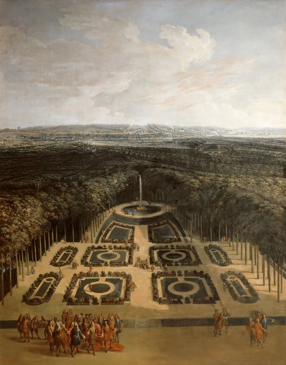 Passeio de Luís XIV nos jardins do Grand Trianon de Charles Chastelain