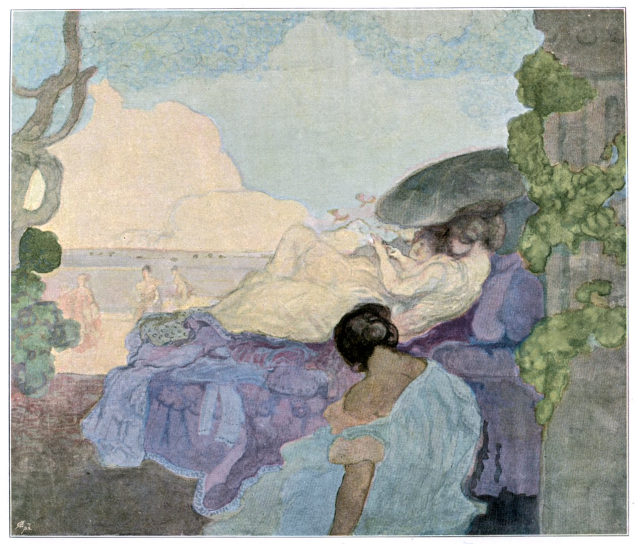 Mulheres relaxantes à beira-mar, 1898. de Charles Edward Conder