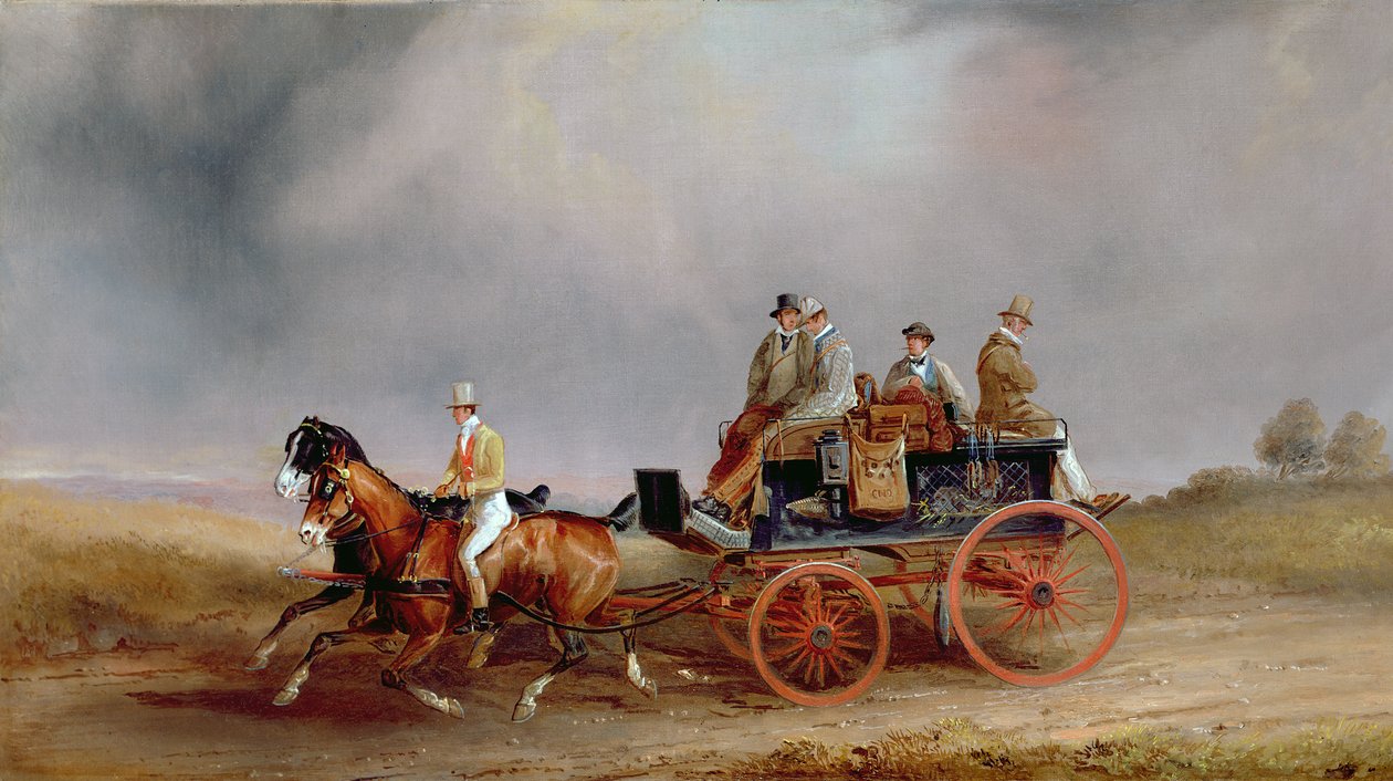 Going Shooting; um Postilhão e par com um carrinho de jogo (óleo sobre tela) de Charles Cooper Henderson