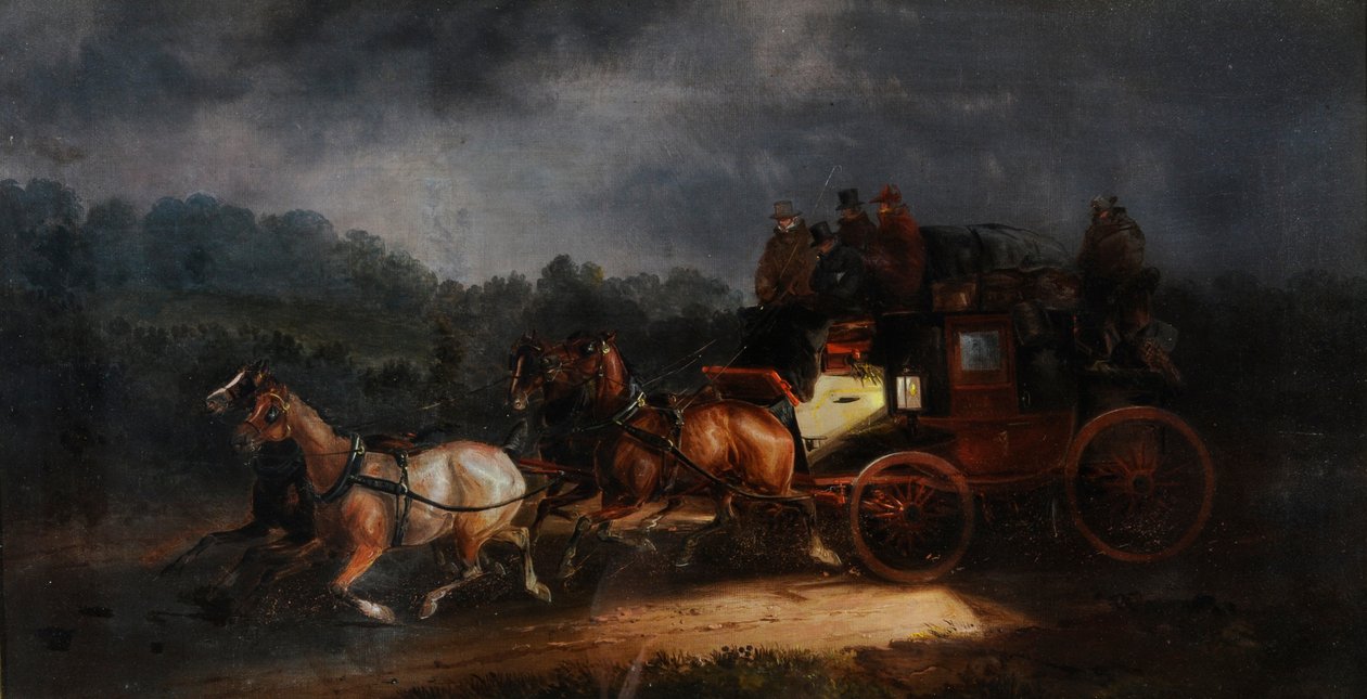 Correio Real de Leeds e Londres, c.1835 (óleo sobre tela) de Charles Cooper Henderson