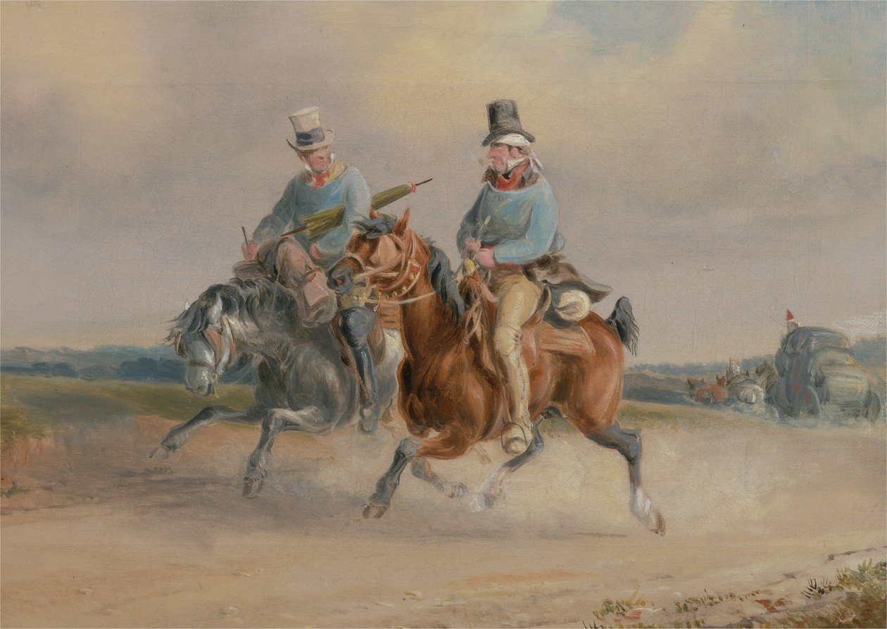 Companheiros de viagem ou Uma cena na estrada na França (óleo sobre tela) de Charles Cooper Henderson