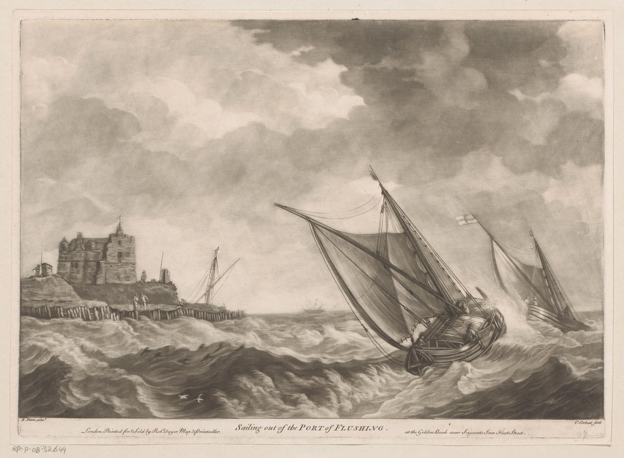 Os veleiros deixam o porto de Flushing
Navegar fora do porto de descarga (título sobre o objecto) de Charles Corbutt