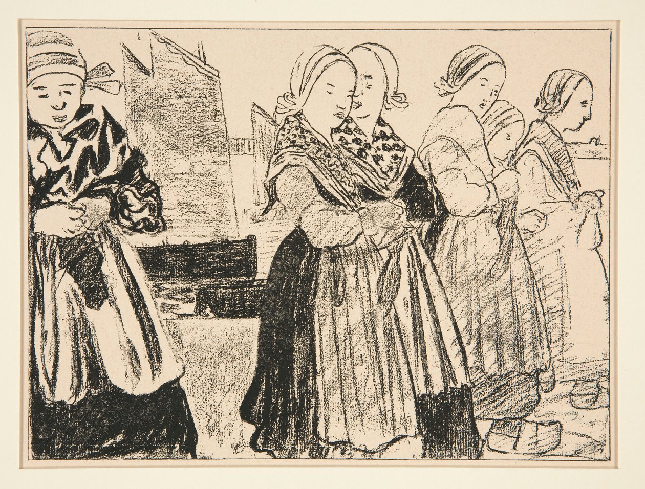 Breton Girls, ou Breton Girls on the Quay, no nº 36 de La Revue Blanche, outubro de 1894 de Charles Cottet