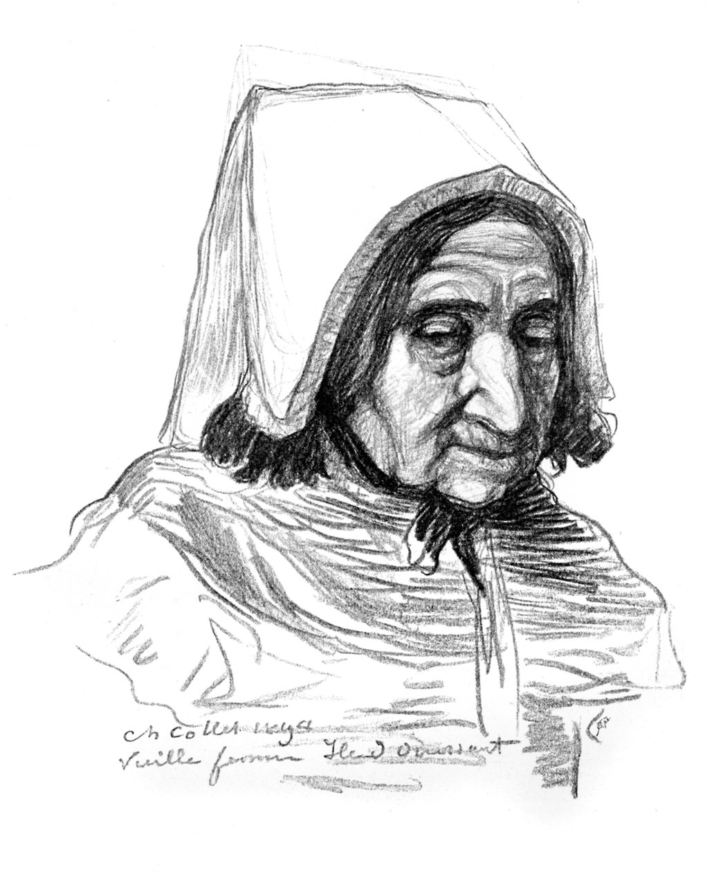 Estudo da cabeça de uma mulher idosa, 1899. de Charles Cottet