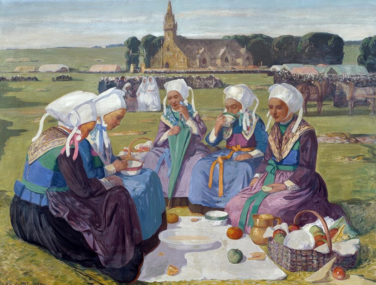 Mulheres de Plougastel no Pardon de Saint Anne-La-Palud de Charles Cottet