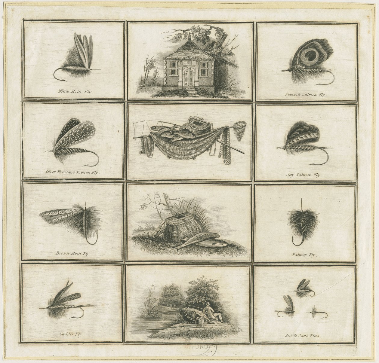 Dovedale - moscas e anzóis de Charles Cotton: gravura em chapa de cobre, nd [?séc. XIX] (impressão) de Charles Cotton