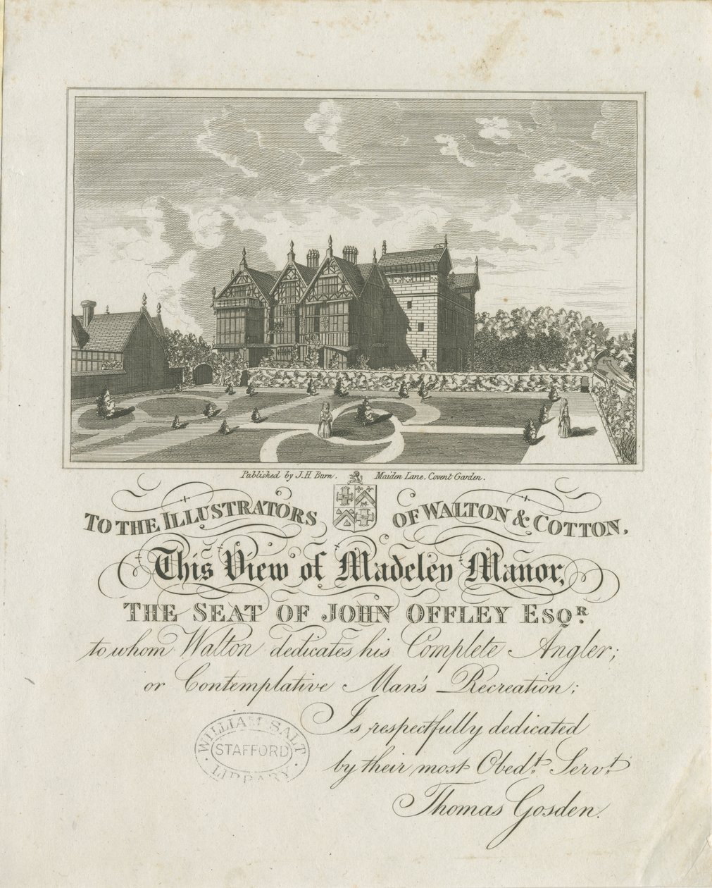 Madeley Manor House: gravura, nd [c 1686] (imprimir) de Charles Cotton