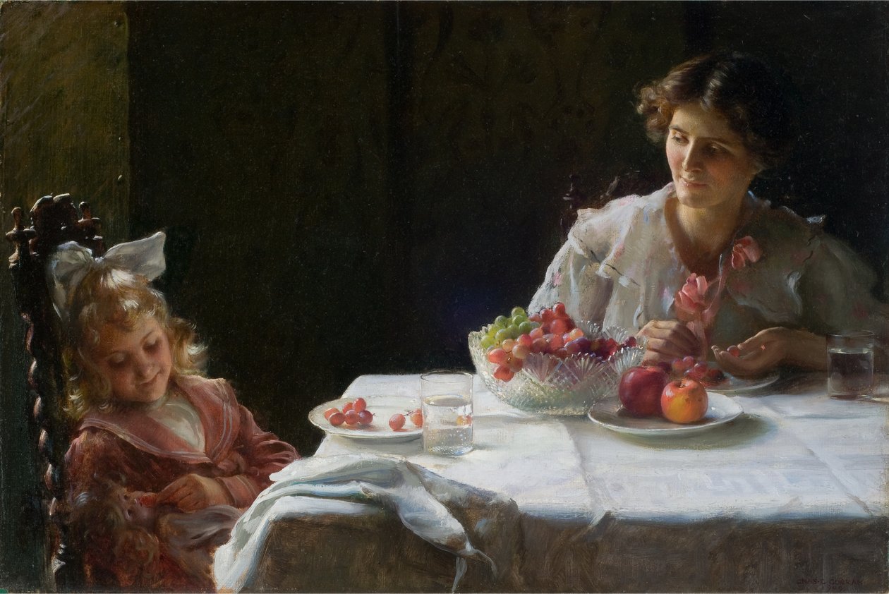 Pequeno-almoço para três 1909 (óleo sobre tela) de Charles Courtney Curran