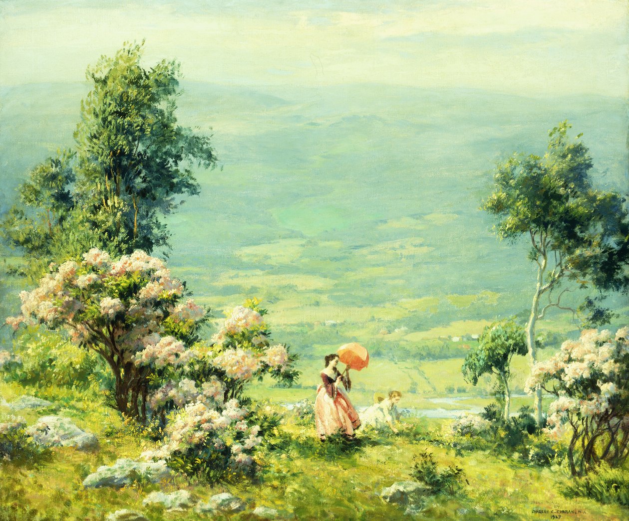Guarda-sol rosa de Charles Courtney Curran