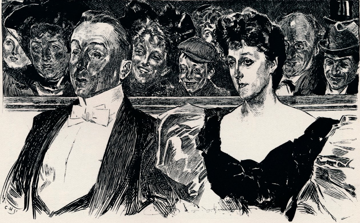 No Teatro, c1876-1898, 1898 de Charles Dana Gibson