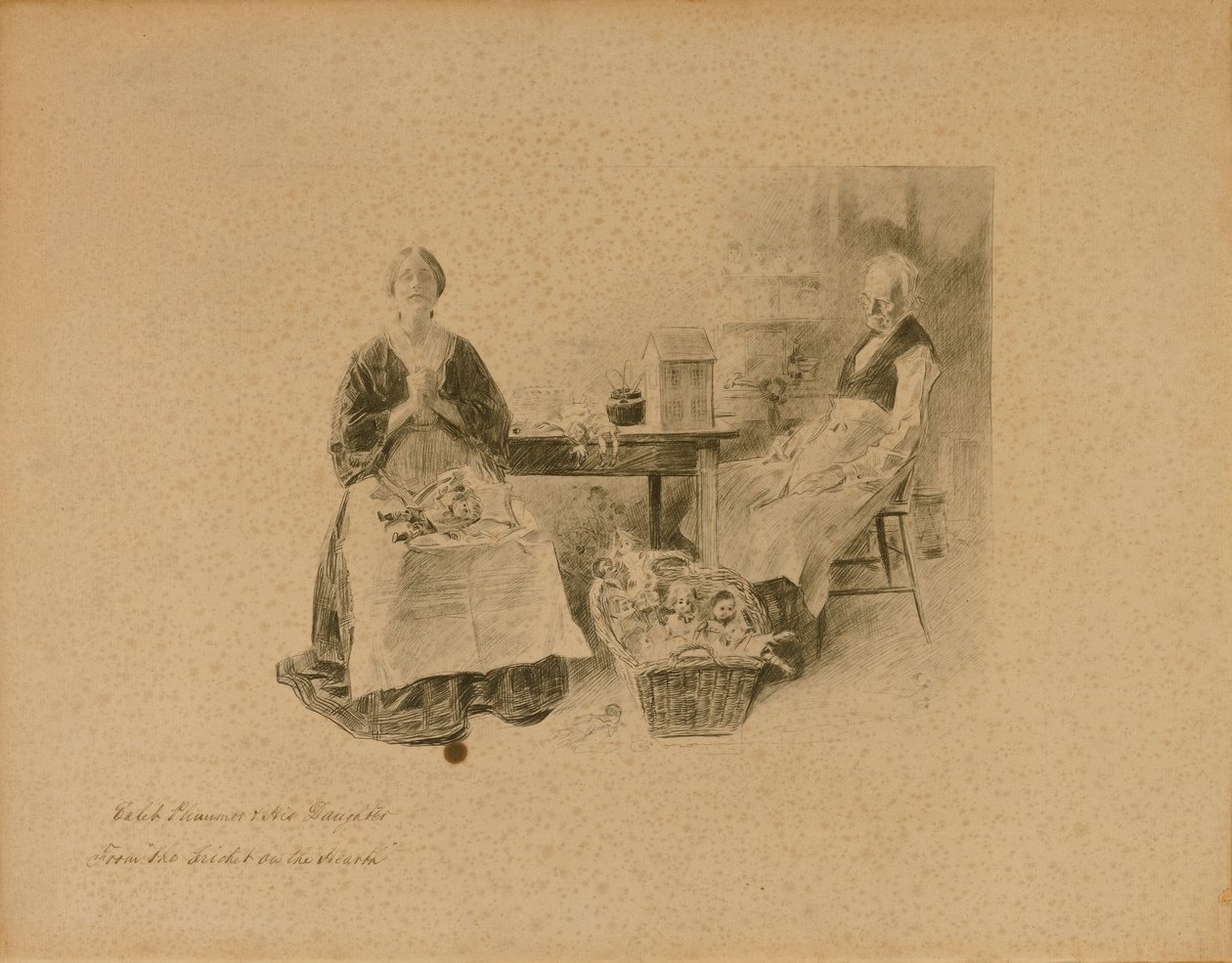 Caleb Plummer e a sua filha, de "The Cricket on the Hearth" (O Grilo na Lareira) de Charles Dana Gibson